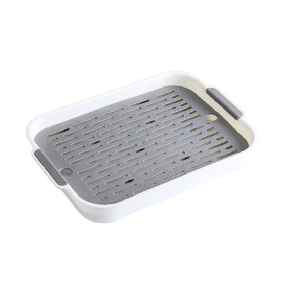 Multi-Purpose Drainage Tray Double-Layer Plastic Drying Rack Rinseable Garbage Tray