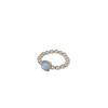 S925 Sterling Silver Aquamarine Pearl Square Ring for Women - Fashionable, Simple, Durable Index Finger Accessory