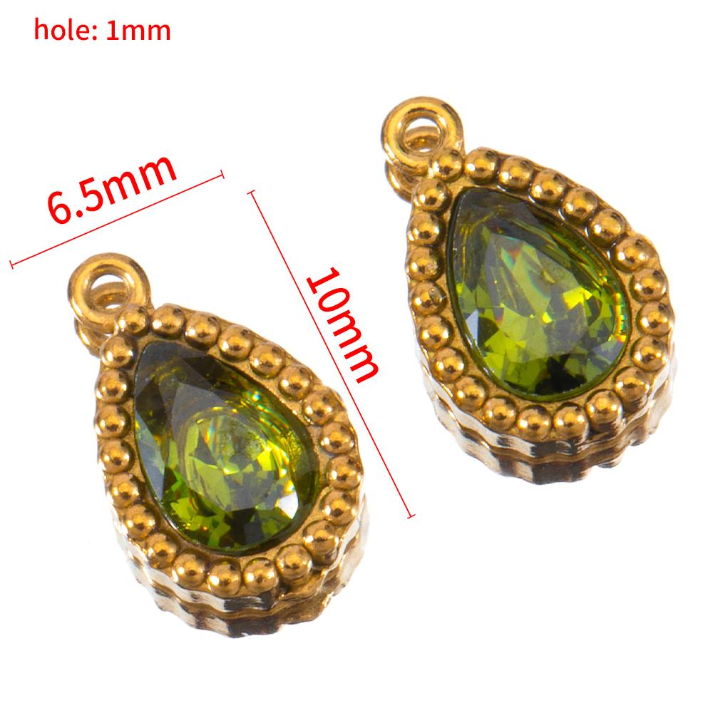10pcs Stainless Steel Colorful Rhinestone Waterdrop Charms for Earrings Pendant Necklace DIY Jewelry Making Clothing Accessories