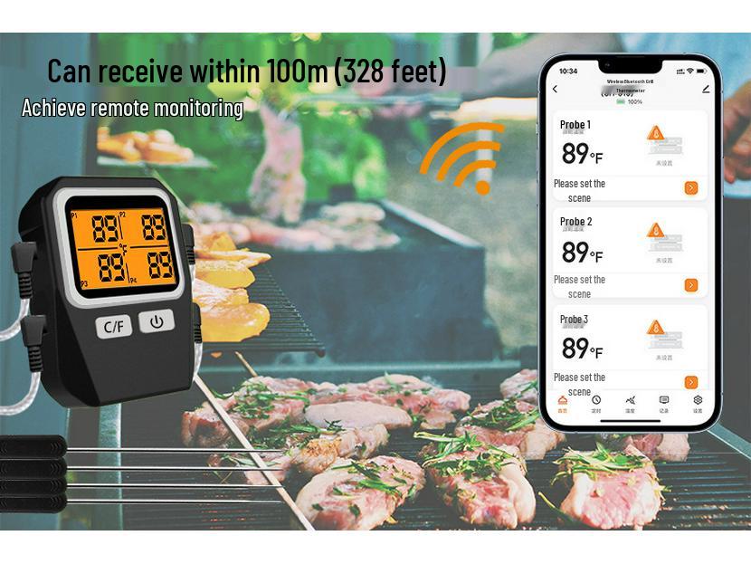CH-610 Wireless Bluetooth BBQ Thermometer with Four Probes for Kitchen and Oven Cooking