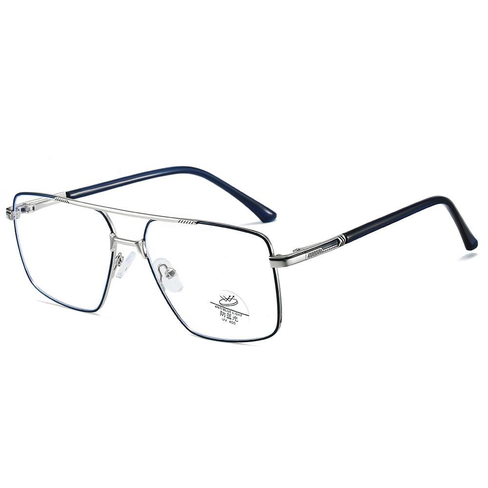 

New Alloy double-beam Business Frame Myopia Photochromic Anti Blue Ray Men Sunglasses Presbyopic Hyperopia Prescription Glasses Single Version&1.56&Anti Blue Ray