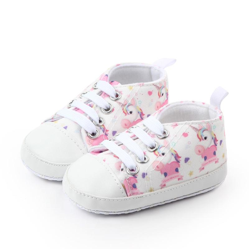 Unisex Baby Soft Rubber Sole Canvas Shoes Cute Cartoon Printing for Infant Prewalker Shoes