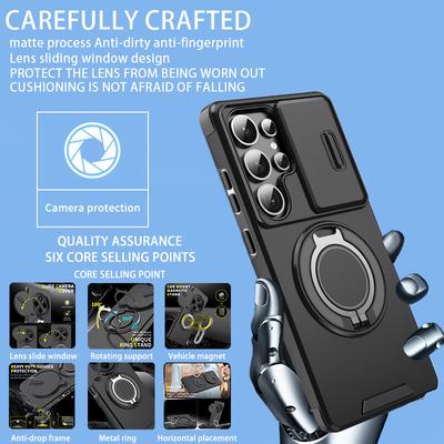 Voor Samsung Galaxy S25 Ultra 5G Hoesje Magnetische Houder Ring Telefoonhoesje Voor Samsung S25 + Plus S 25 Ultra Schuif Camera Achterkant