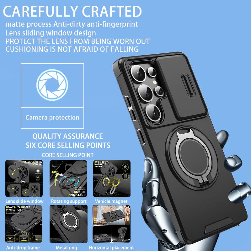 For Samsung Galaxy S25 Ultra 5G Case Magnetic Holder Ring Phone Case For Samsung S25 + Plus S 25 Ultra Slide Camera Back Cover