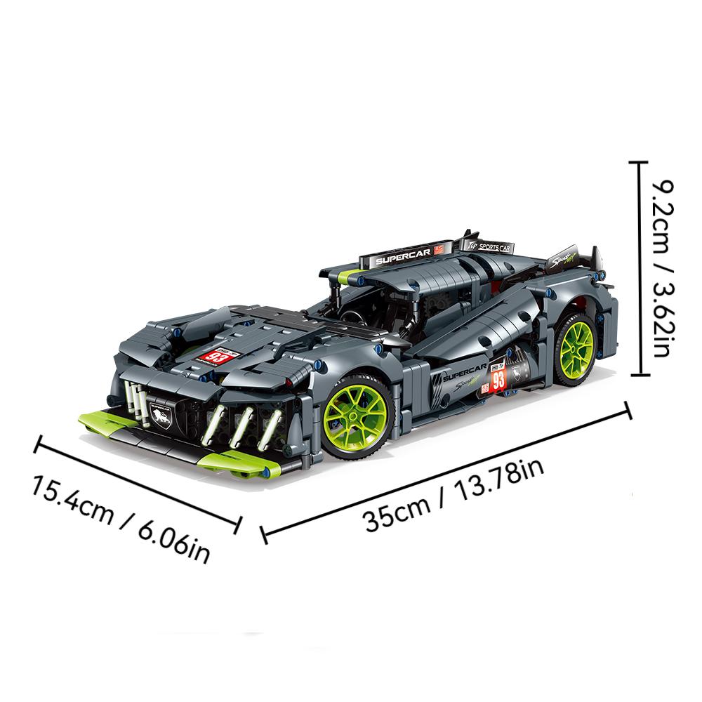 Non-Toxic New Technical 9X8 Hybrid Hypercar Speed Racing Car Building Blocks Moc Sports Car Model Birthday Halloween Christmas Gifts