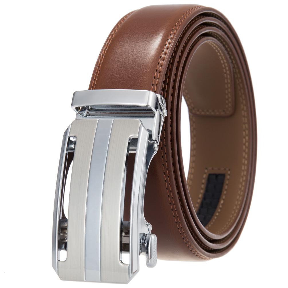 1Pcs Fashion Automatic Buckle Belt, Men'S Belt, Two-Layer Cowhide, Belt Belt Ly36-35409-1