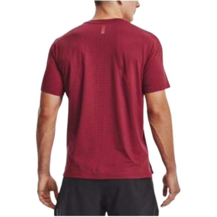 Under Armour Solid Color Brand Logo Running Breathable Short Sleeve T-Shirt Men Tops Pink 1370338-664