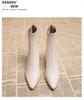 New Spring Sexy Chelsea Boots Pointed Tip Thick Heel Back Zipper Middle Follow Women Shoes Microfiber Leisure Comfortable Smooth