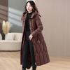 Long down padded clothes for women's winter new thickened padded jackets, high-end waist and knee warm padded jackets