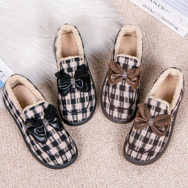 Damen Winter Warme Plateau-Loafer Rutschfeste Flats Schuhe Kunstfellfutter Wanderschuhe Indoor Outdoor HouFaux Fur Lining Walking Shoes for Women