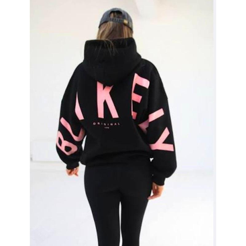 Women Long Sleeve Letter Print Hoodie Casual Pullover Sweatshirt Loose Fit Daily Top