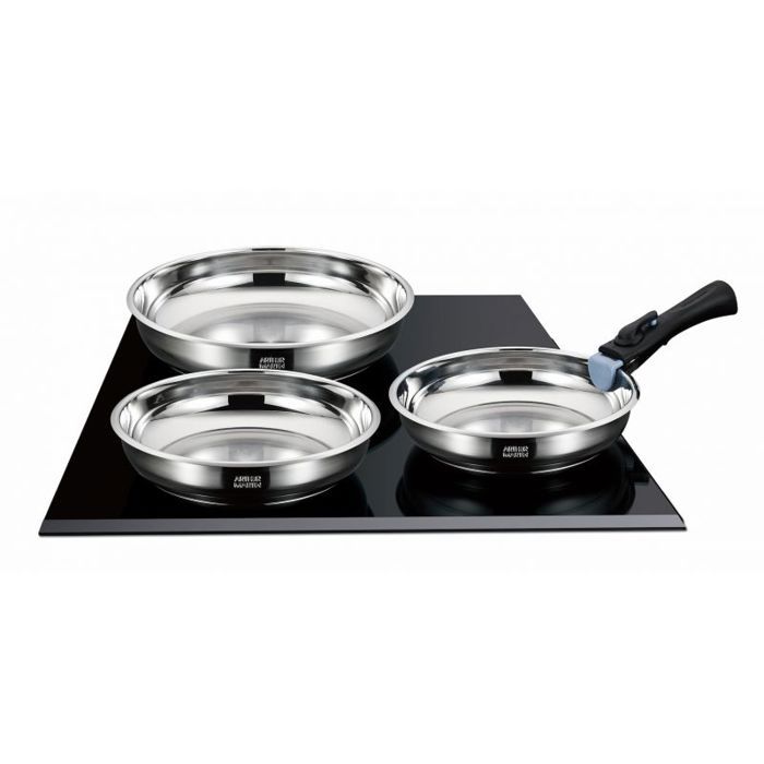 Set de poêles - arthur martin - am2208 - 20/24/26cm - acier inoxydable - poignées amovibles