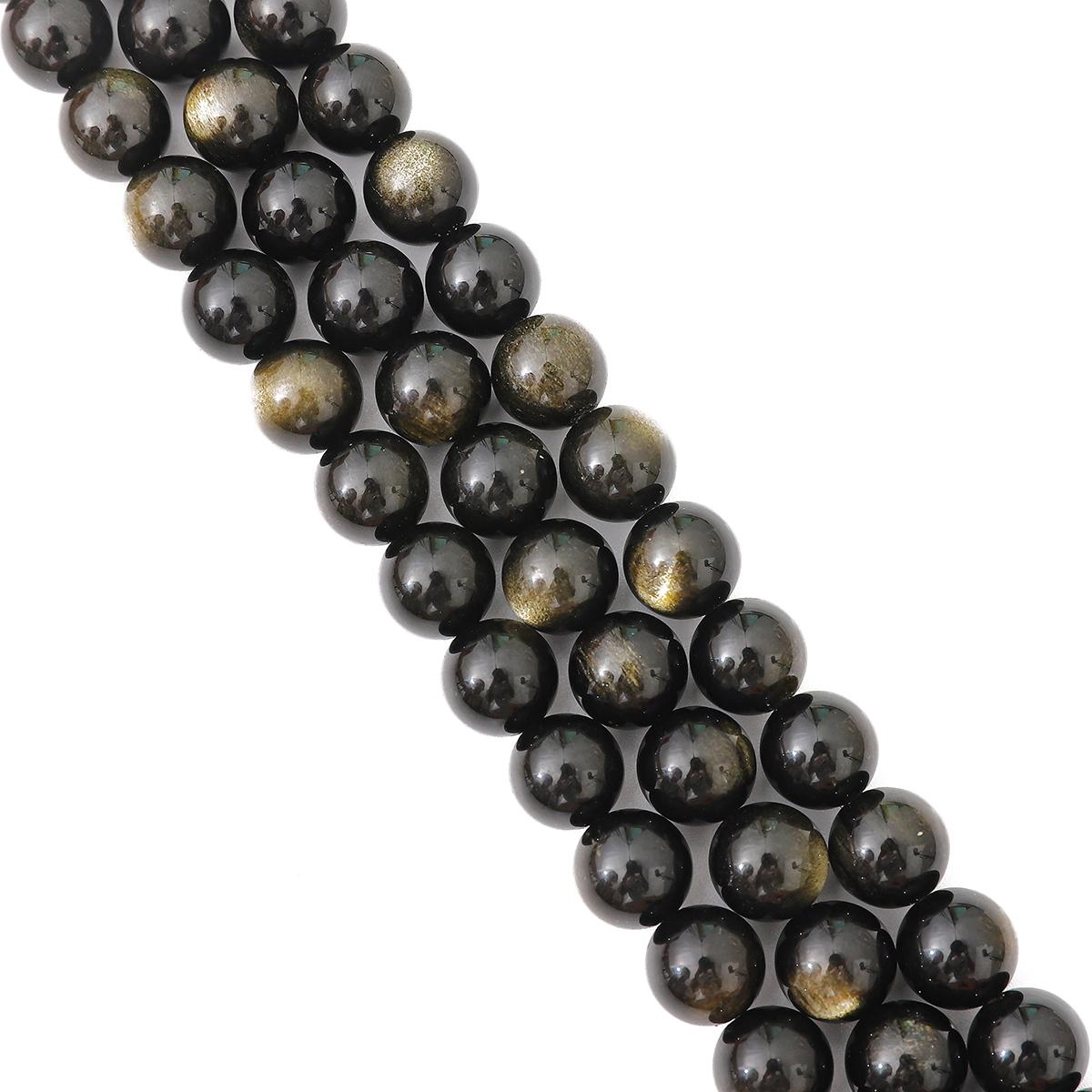 

4-12 мм натуральный золотой обсидиан круглые каменные бусины для изготовления ювелирных изделий DIY браслет ожерелье 12mm 10Pcs