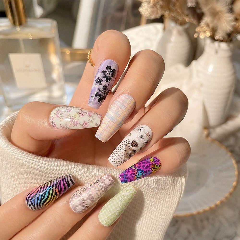 Leopard Print Nail Foils Flower Nail Art Stickers Professional Manicure Decals Nail Decoration