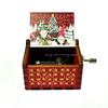 Christmas wooden painted music box wooden hand crank music box holiday gift