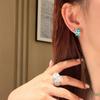 New in elegant square earings stud with light luxury and unique green crystal earrings for women suitable for daily jewelry