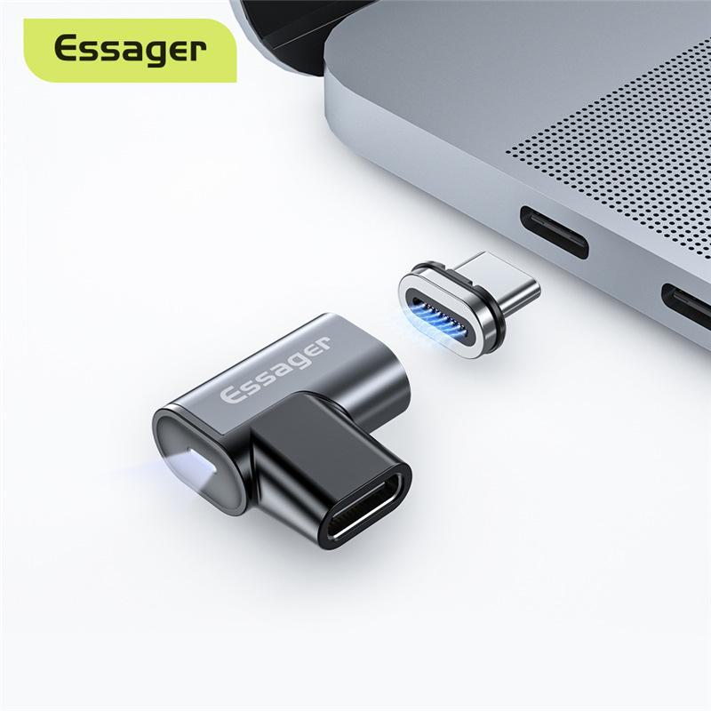 

ESSAGER Pioneer 100W 24-Pin Type-C Magnetic Elbow Adapter сірий