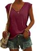 T-shirt estiva tinta unita con scollo a V, top da donna allentato, resistente all'usura, confortevole