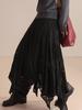 Octagonal Knit Lace Skirt with Elastic Waistband and Irregular Hem - Spring/Autumn 