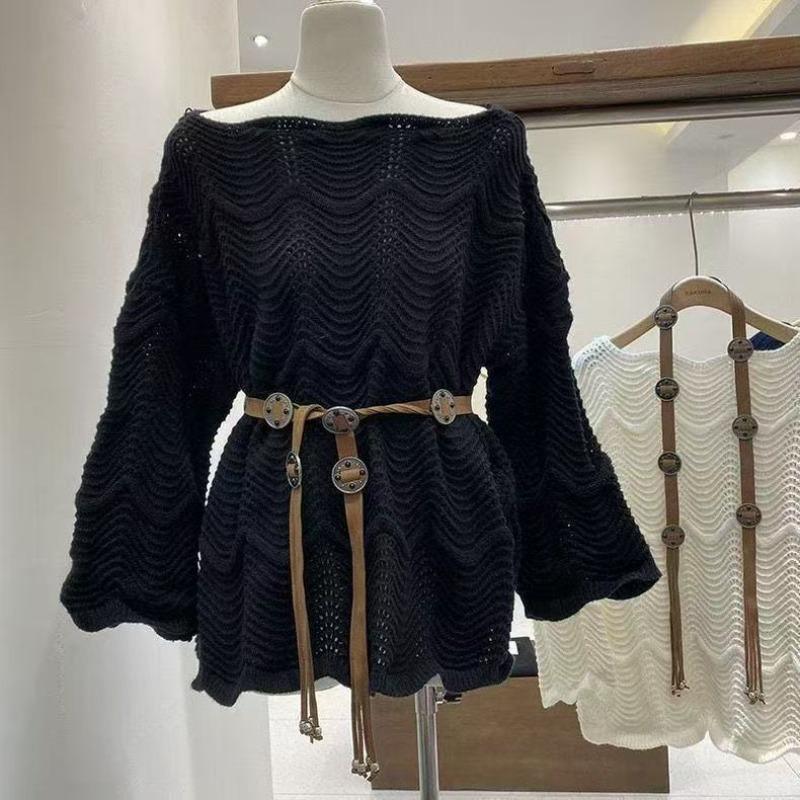 Autumn and Winter Lazy Loose Top with Hollowed Out Pullover Knitted Women's Sweaters