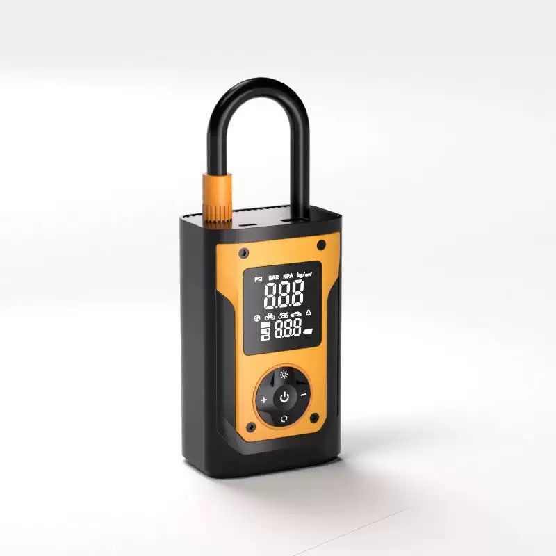 Car Air Pump, Dual-Purpose Car Tire Inflator, Electric Inflator, Portable with Tire Pressure Measurement, Compact and Portable Orange