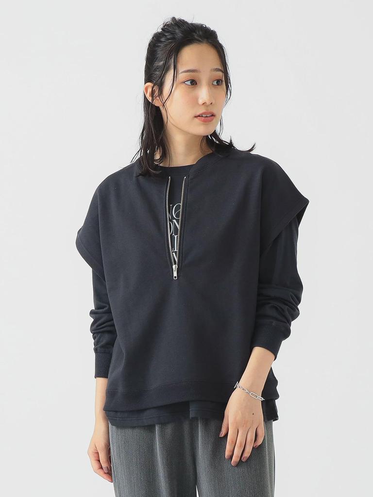 B.:MING LIFE STORE by BEAMS Langarm-T-Shirt Fleece-Sweatshirt x Logo-T-Shirt Set (Artikel festlegen) Damen INK_BLACK*INK_BLACK Einheitsgröße