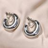 Vintage Oversize Chunky Round Circle Clip Earring for Women C Shape Tube Thick Without Pierced Hoop Earclips Jewelry Trendy