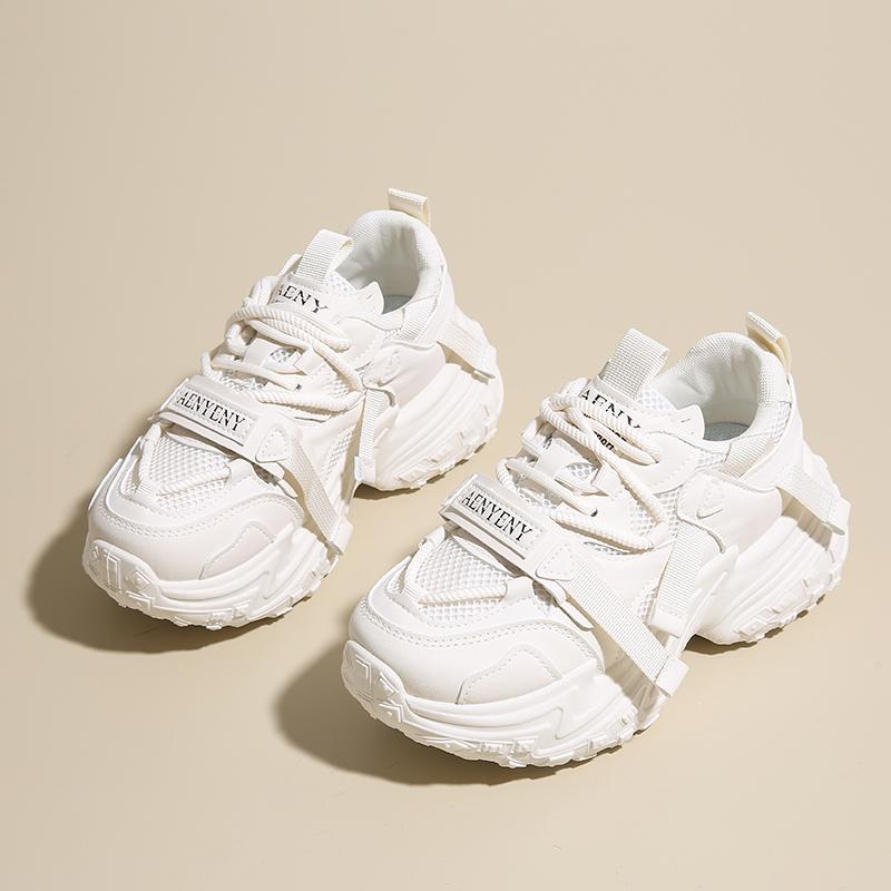 Women'S Platforms Ladies Casual Sports Shoes Chunky Sneakers Breathable Mesh Sports Woman Fashion Lace Up Thick Sole Casual Shoe