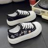 New canvas shoes women's new spring older children's graffiti biscuit shoes platform soles student versatile sports board shoes