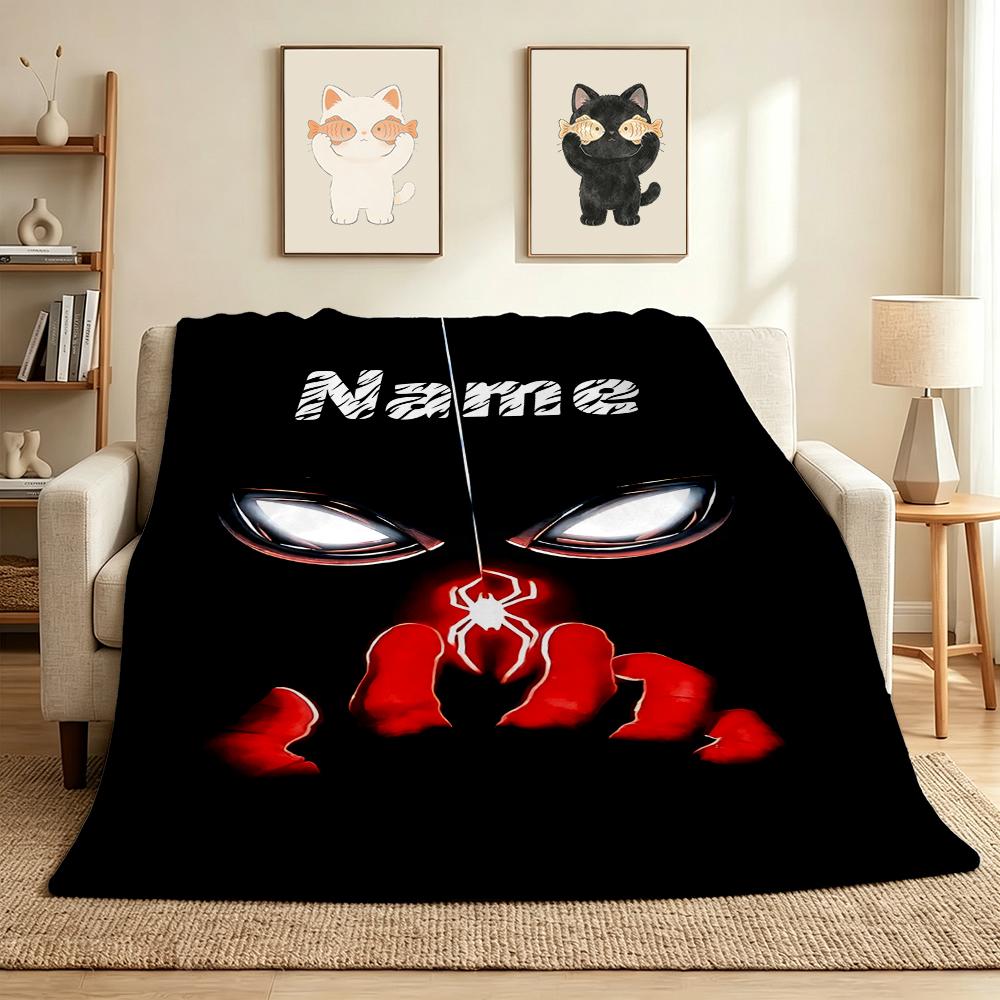 Custom Name Spider-Man Mask Flannel Blanket Throw Blanket Soft Warm Sofa Bed Decor Unique Gift