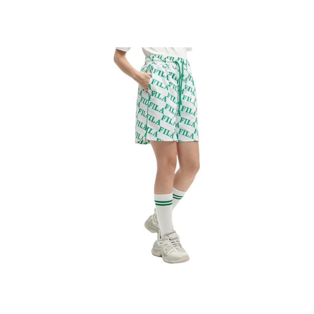 Fila Letter Mid Waist Loose Color Block Straight Casual Shorts Women Shorts F11W419804F-ZB