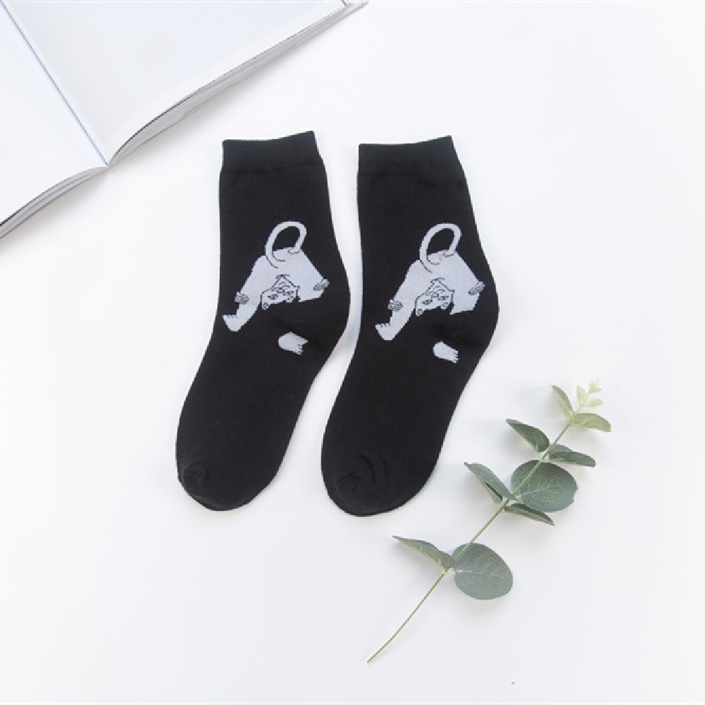 Unisex Summer Fashion Cartoon Cat Art Funny Alien Planet Autumn Winter Creative Soft Cotton Hipster Couples' Socks Dropship