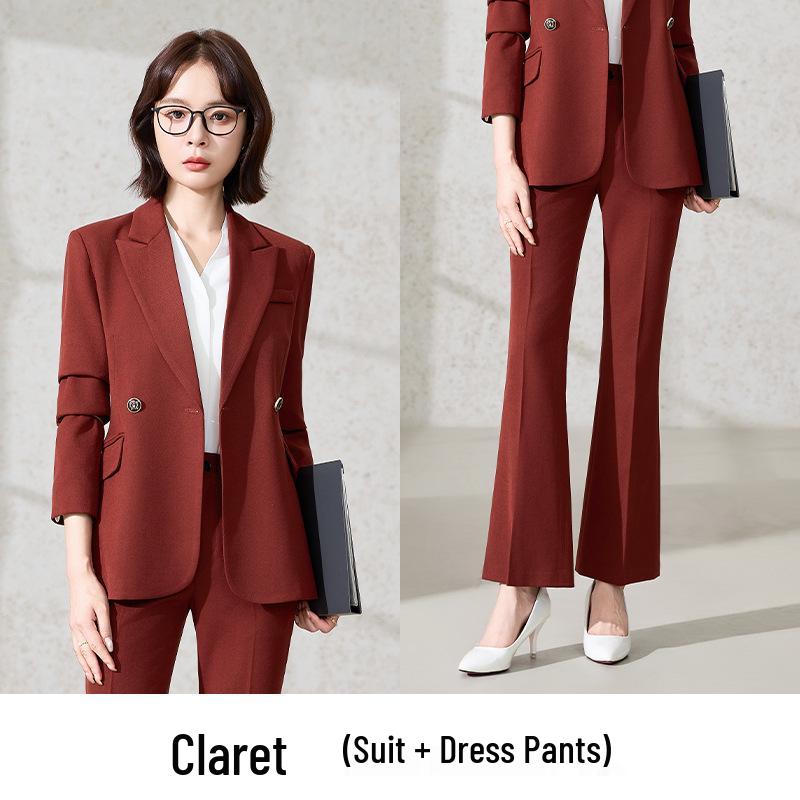 2025 Women's Autumn/Winter Flared Pants Suit Set - Formal/Casual Workwear
