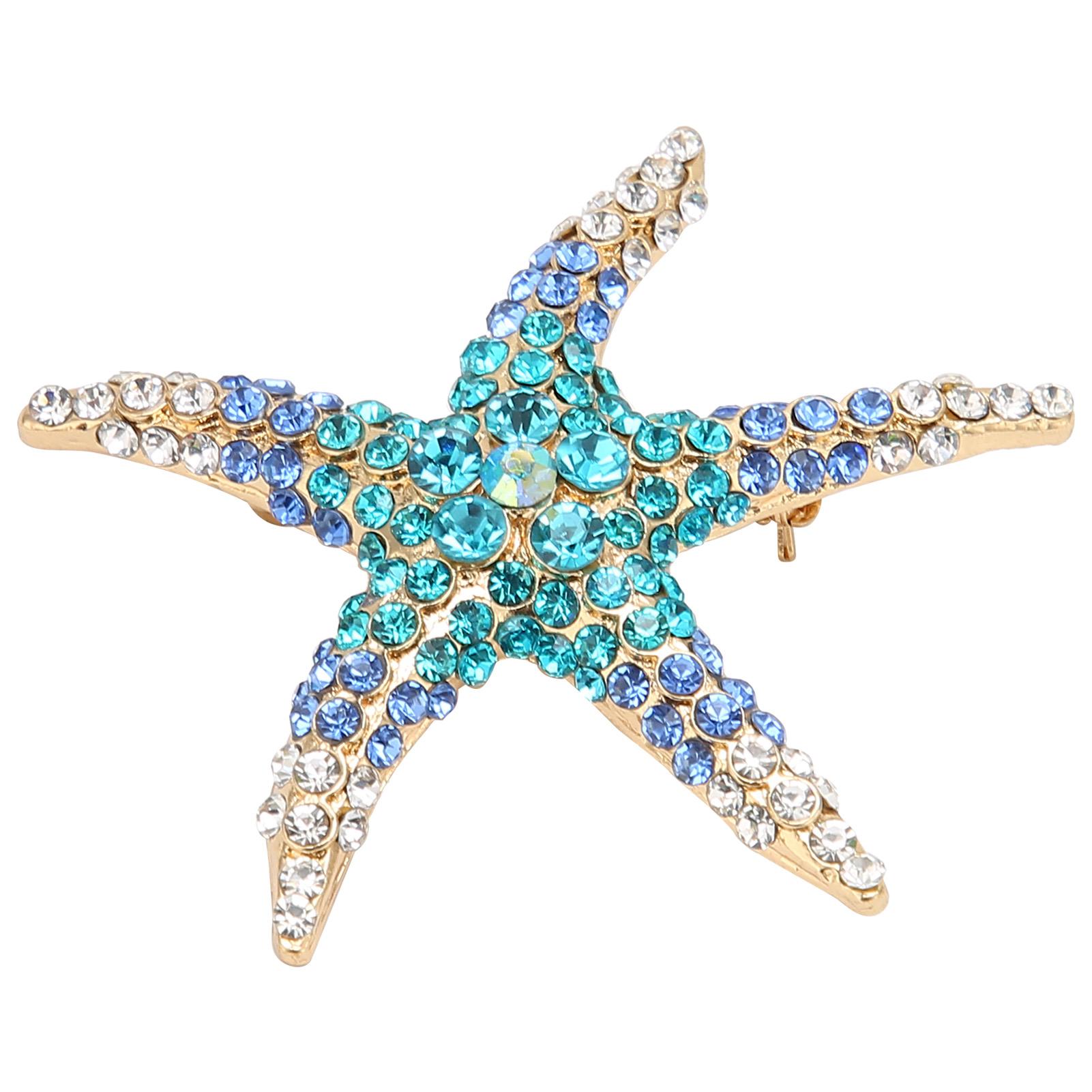 

Pentagram Rhinestones Pin Brooch Starfish Clothing Accessories Ocean Blue Decorations