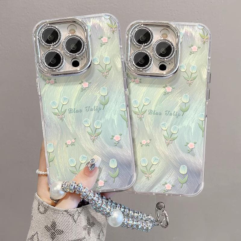 For Apple 15 ProMax Phone Case for IPhone 14 New High-end Feel Feather Silk Tulip 13 Small Fresh 12