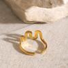 Women's 18k Gold Wave Pattern Stainless Steel Ring - European & American Style Titanium Steel.