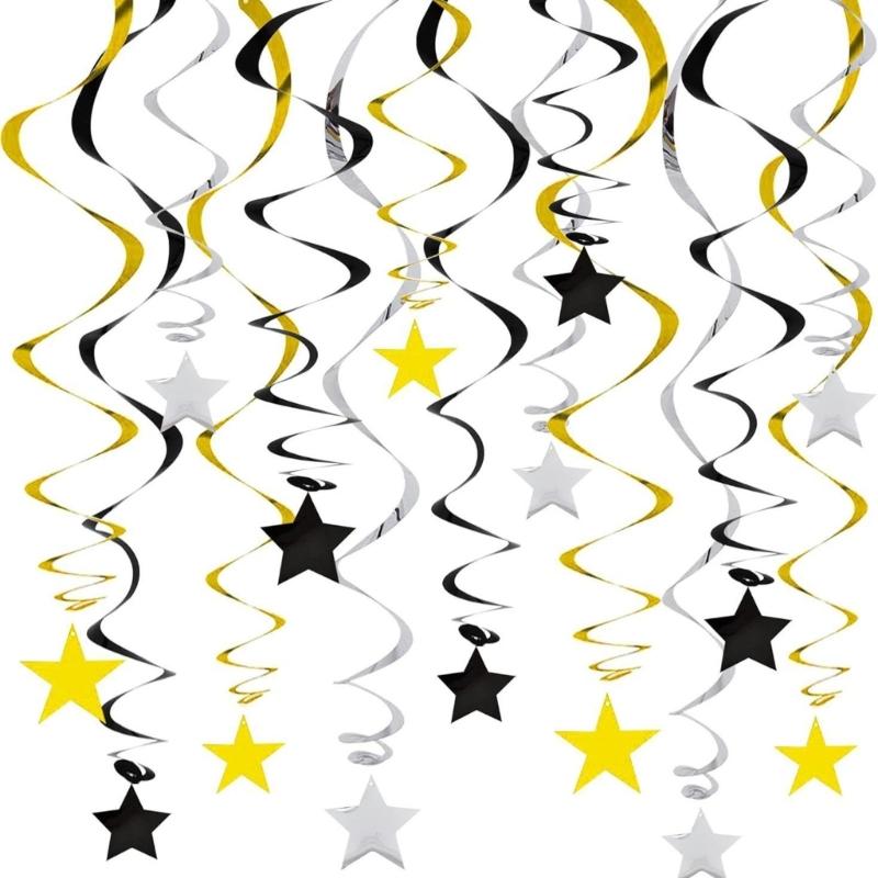 30pcs Elegant Star Hanging Swirls For Festival And Parties Decorations Designed For Easy Installation And Stable Use