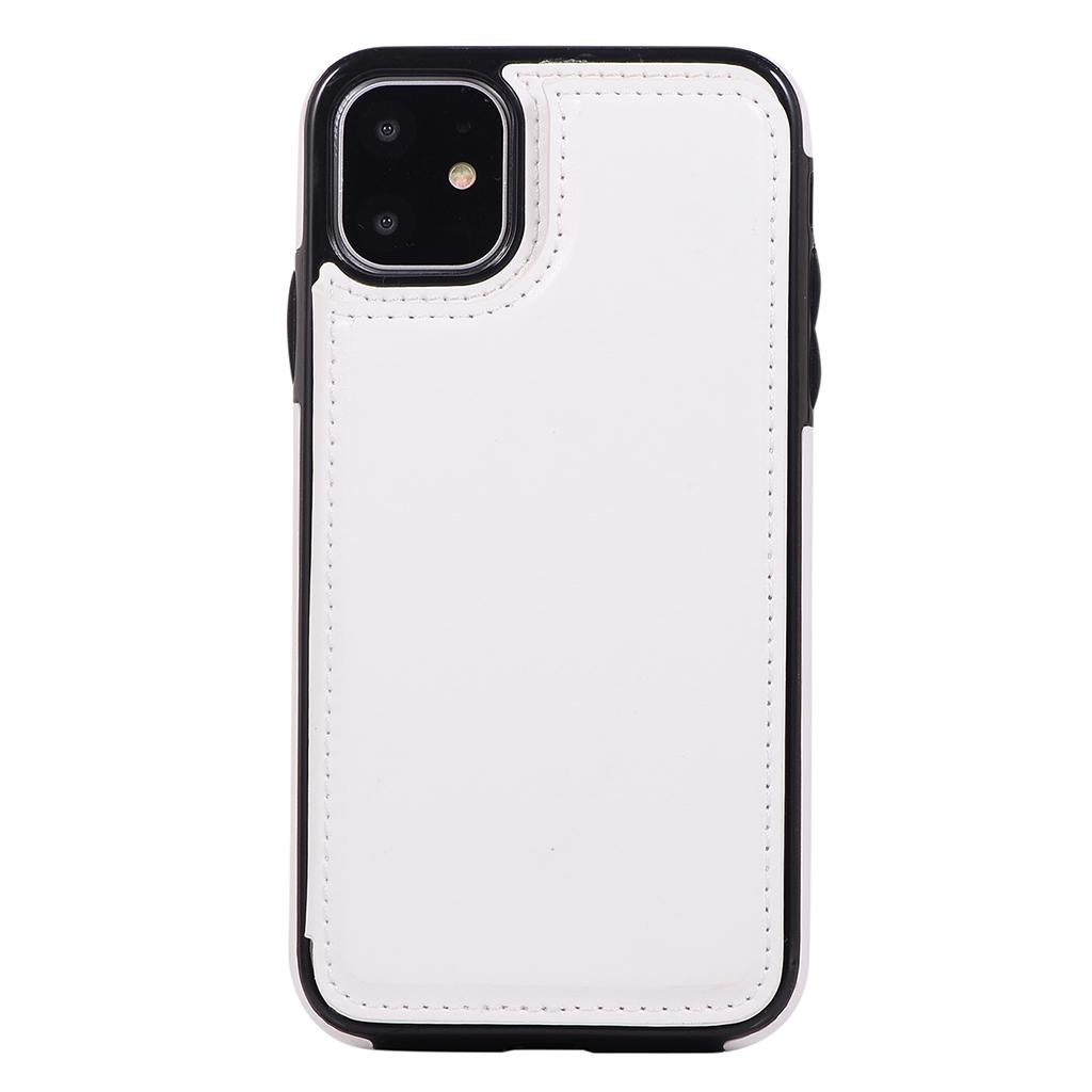 PU Leather Antifall Phone Back Cover Case For iPhone 11 6.1 Inch White