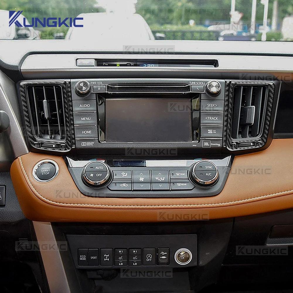 For Toyota Rav4 XA40 2013 2014 2015 2016 2017 2018 Real Soft Carbon Fiber Sticker LHD RHD Car Air Outlet Central Control Center
