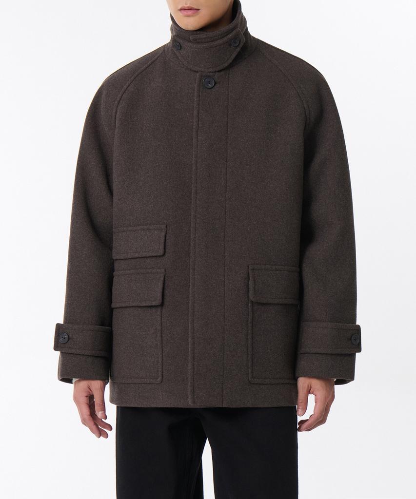 Musinsa Standard Wool Blend Oversized Half Balmacaan Coat [Heather Brown]