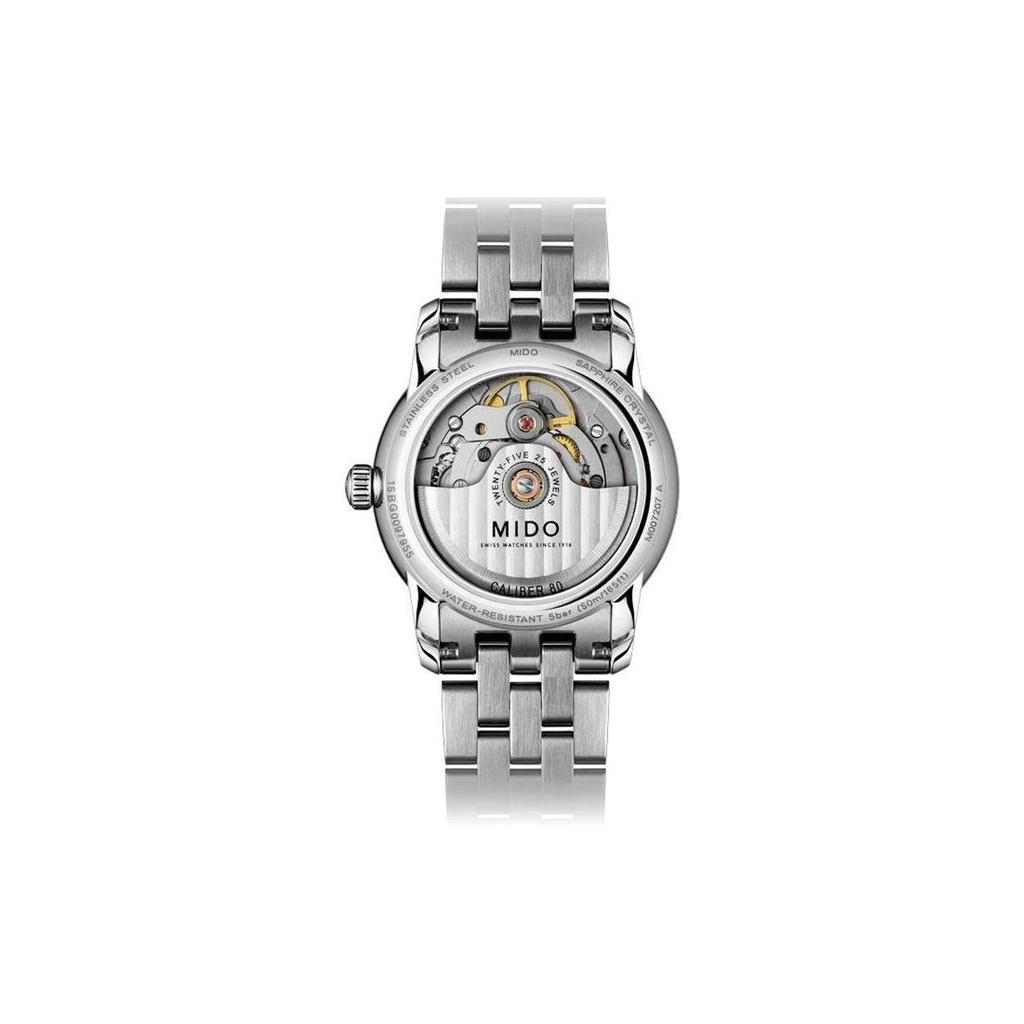 Mido Belem Celli Automatic Mechanical Movement 50m Water Resistant Fashion Versatile Watch 33mm Silver Dial Stainless Steel Case M007.207.11.116.00