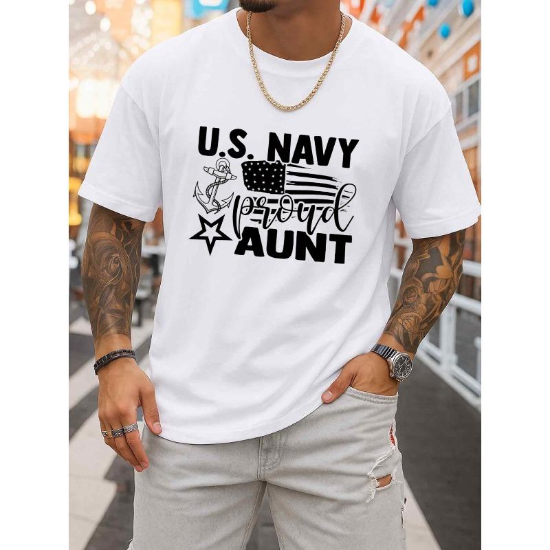 

Men S White Summer T-Shirt Featuring a Proud Aunt Navy Design, Perfect for Warm Weather. Unique Patterns And Comfortable Fit Make It Ideal S белый