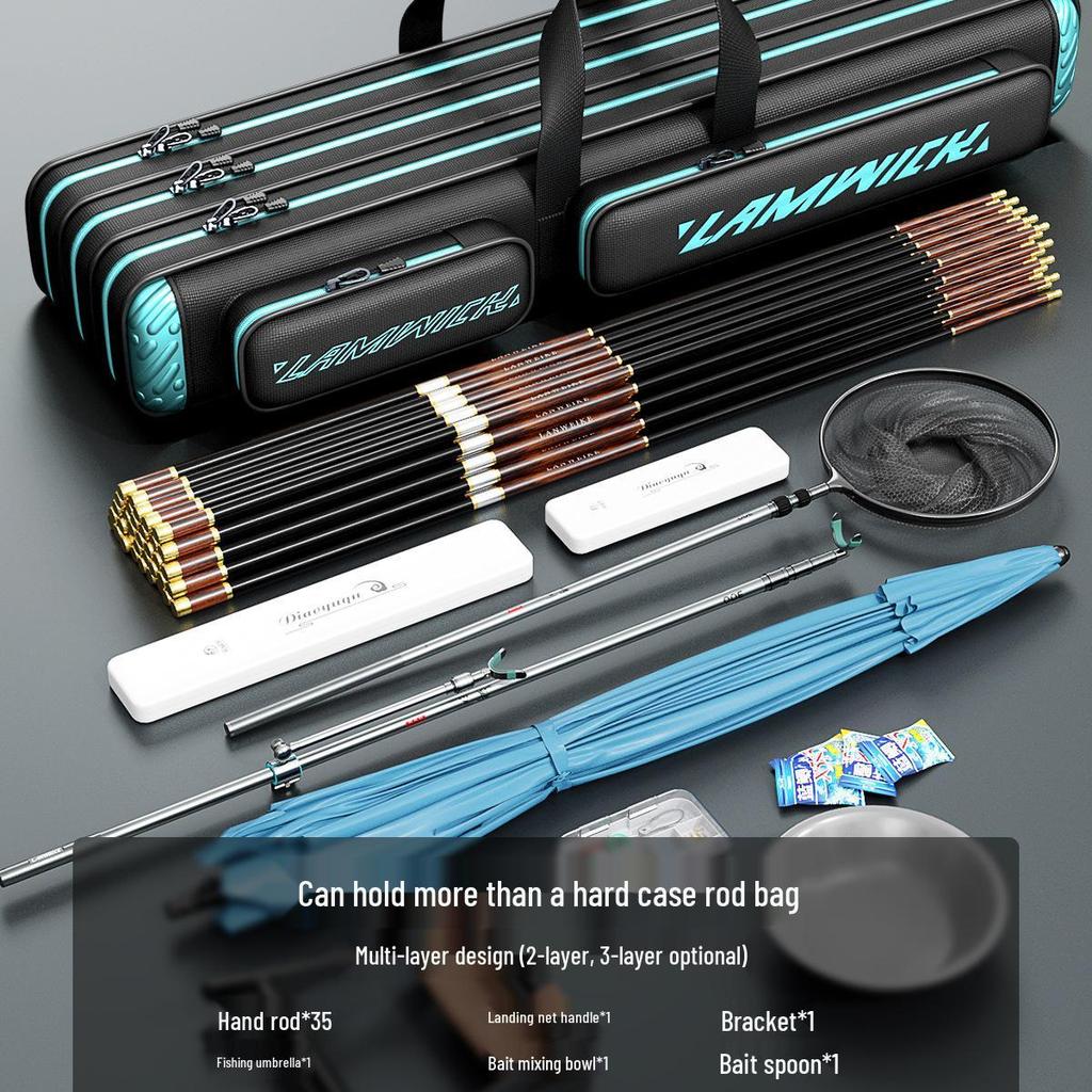Durable, Multifunctional Waterproof Oxford Fishing Rod Bag with Large Capacity