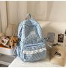Schoolbag Korean Ins Style Backpack for Girls Junior High School Students, White High-value 1011 New Bow Campus Schoolbag for Women