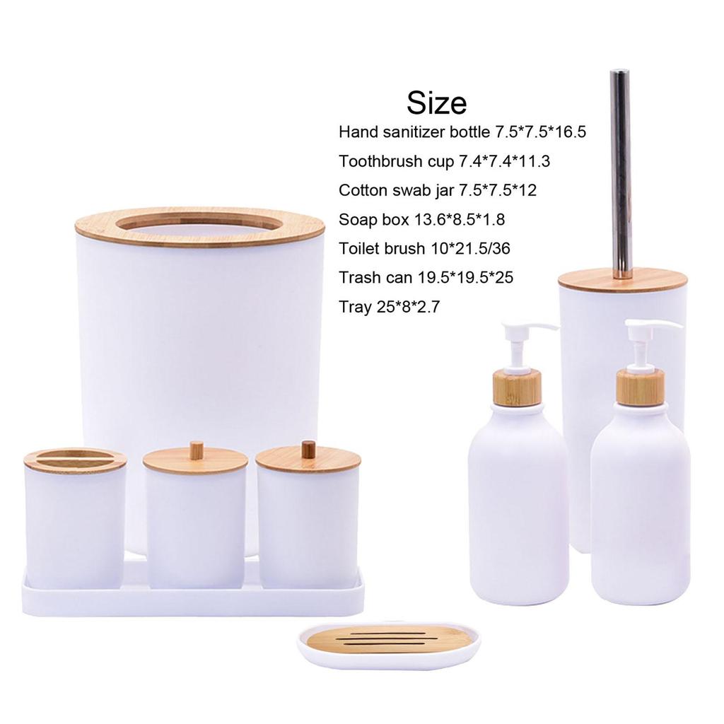 Accessories Set Soap Dispenser Cotton Ball Holder with Tray Toothbrush Cup Container for