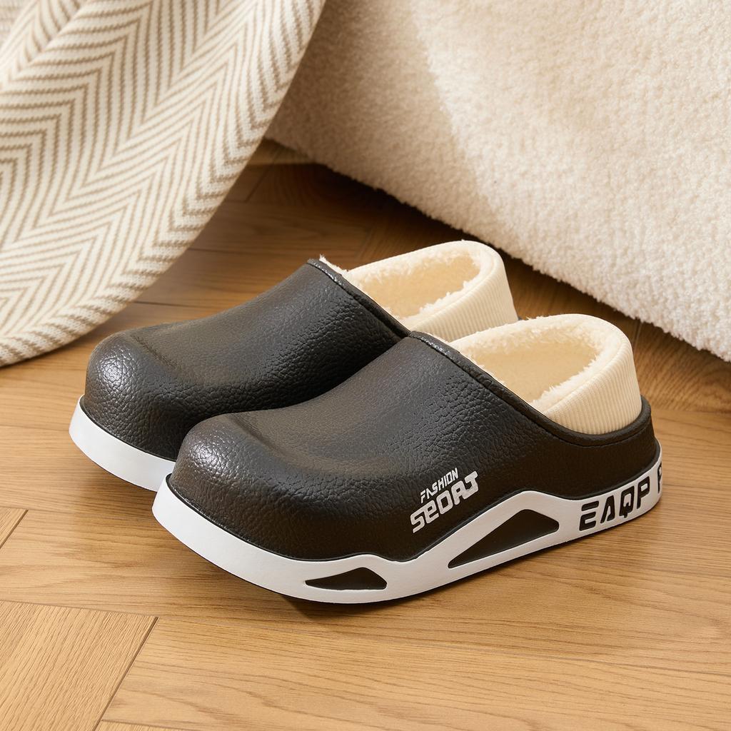 Winter Herren Baumwollpantoffeln Plüsch Warm Dicke Sohle Pantoletten Atmungsaktiv Weich Rutschfest Pantoffeln Innen Außen Lässige Pantoffeln