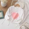 Girls Fall Korean Heart Drawstring Irregular Long Sleeve T Shirt Baby Fashionable Top