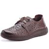 First layer cowhide summer new soft-soled mother shoes retro sandals women's hollow breathable thick-soled hole shoes