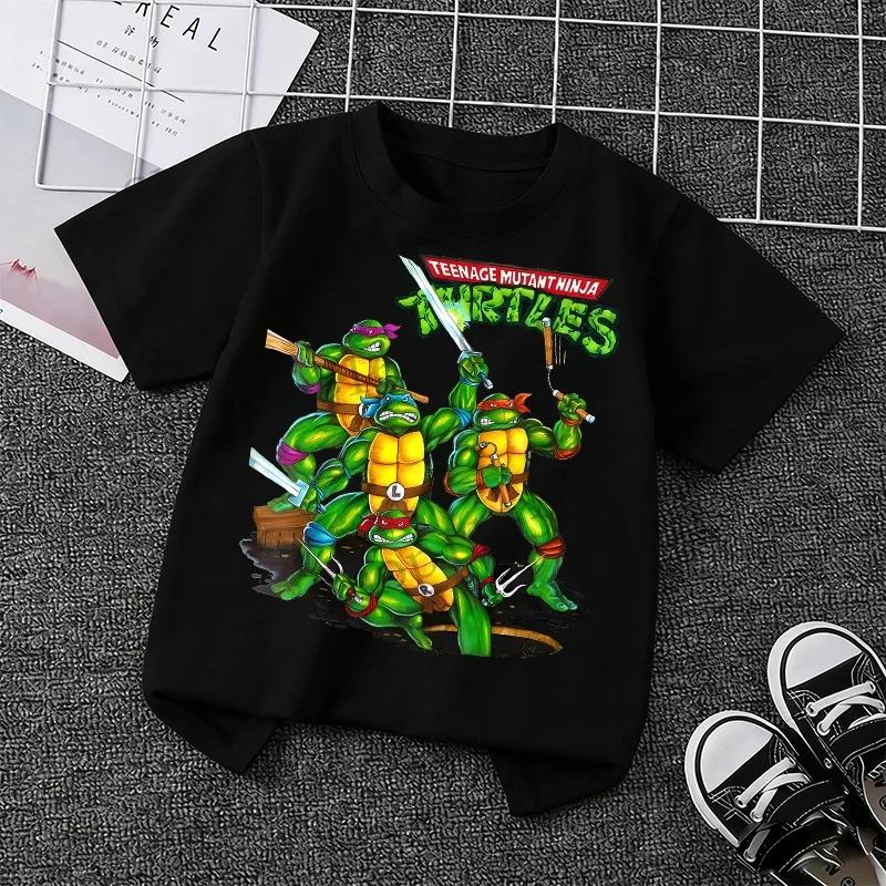 The latest hit Ninja Turtles anime series childrens 100 pure cotton Tshirt a soft and comfortable summerautumn top 100