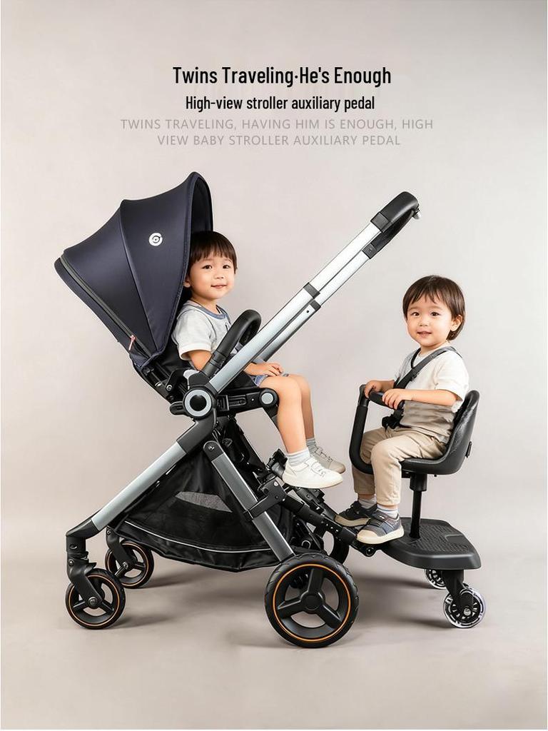 Convertible Two-Way Baby Stroller with Attachable Pedal and Shock-Absorbing Wheels
